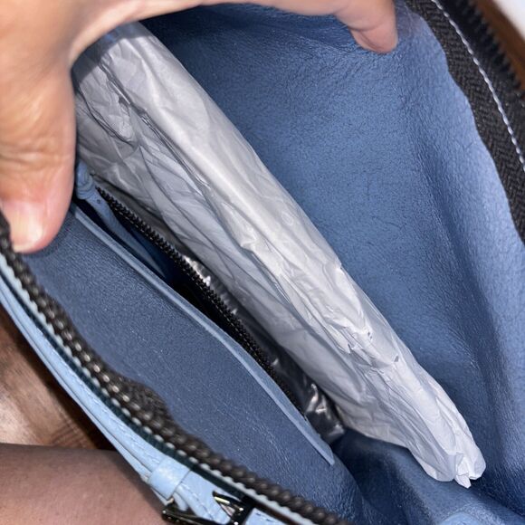 Botkier Hudson Hobo Azurra Pebbled Leather Gunmetal Hardware New Zip Handles - Picture 6 of 12